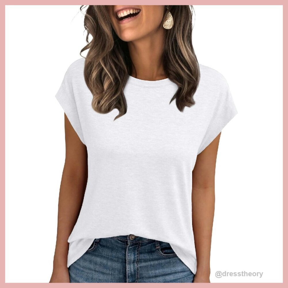 Soft Stretch Cap Sleeve Top Relaxed Fit Business Casual